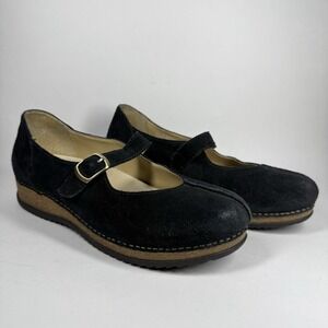 Dansko Women's Size 40 / US‎ 9.5 - 10 Black Suede Leather Mika Mary Jane Shoes